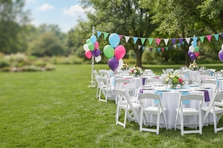 Outdoor party rental setup